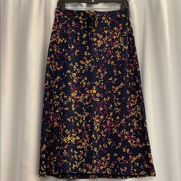 3 for $25! J Jill navy blue Floral Print Women's Skirt, size‎ XS - Picture 1 of 4